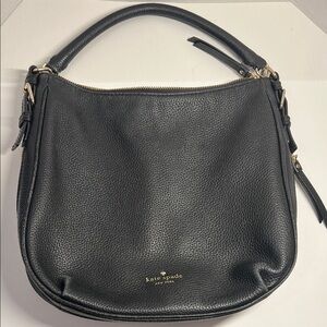 kate spade Black Pebbled Leather Shoulder Bag with Gold Hardware